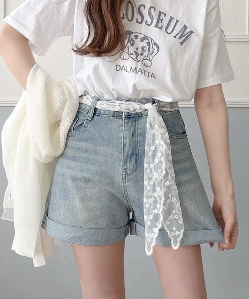 Nana(ナナ)の「レースベルト付きストレッチデニムショートパンツ(デニムパンツ・レディース・ブルー・X-LARGE/LARGE/MEDIUM)」の17枚目の写真