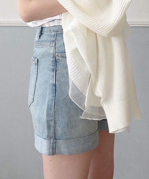 Nana(ナナ)の「レースベルト付きストレッチデニムショートパンツ(デニムパンツ・レディース・ブルー・X-LARGE/LARGE/MEDIUM)」の18枚目の写真