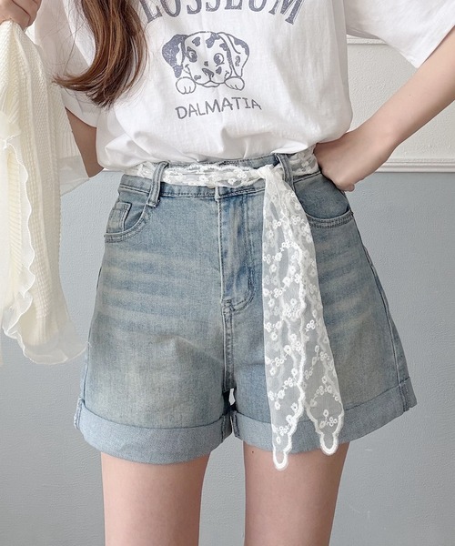 Nana(ナナ)の「レースベルト付きストレッチデニムショートパンツ(デニムパンツ・レディース・ブルー・X-LARGE/LARGE/MEDIUM)」の19枚目の写真