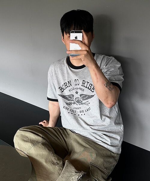 JUAN HOMME（ジュアンオム）の「ボンツーライズリンガーハーフスリーブ（メランジグレー）（Tシャツ/カットソー・メンズ・その他・SMALL/MEDIUM/LARGE）」の6枚目の写真