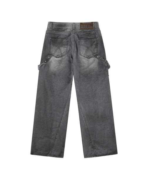 Hammer Studded Denim Pants (Black)（デニムパンツ）｜AAKAM