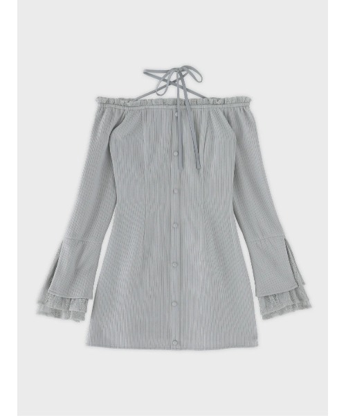M me eme（エムミーエメ）の「Lace trim rib mini onepiece(eme11060)（ワンピース・レディース・ブルー/アイボリー・FREE/XS）」の18枚目の写真