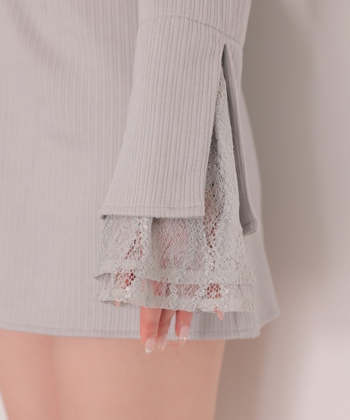 M me eme（エムミーエメ）の「Lace trim rib mini onepiece(eme11060)（ワンピース・レディース・ブルー/アイボリー・FREE/XS）」の15枚目の写真