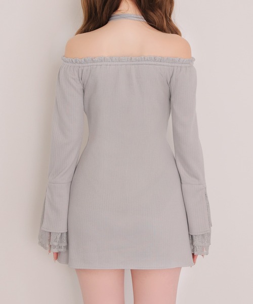 M me eme（エムミーエメ）の「Lace trim rib mini onepiece(eme11060)（ワンピース・レディース・ブルー/アイボリー・FREE/XS）」の17枚目の写真