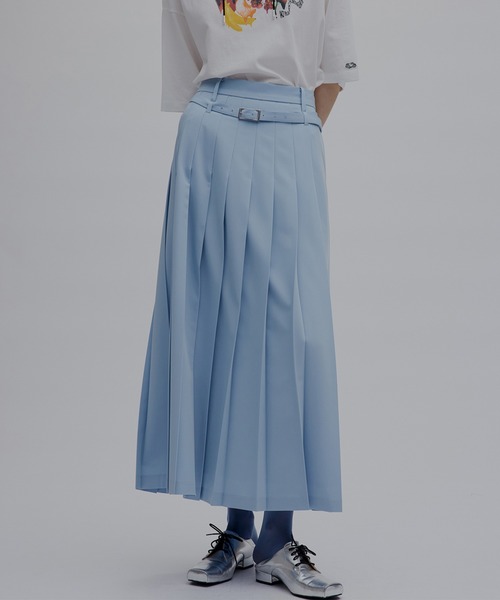Ameri(アメリ)の「MEDI LOW BELT PLEATS SKIRT(スカート・レディース・グレー/スカイブルー・SMALL/MEDIUM)」の11枚目の写真