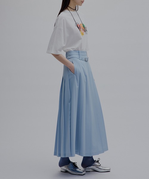 Ameri(アメリ)の「MEDI LOW BELT PLEATS SKIRT(スカート・レディース・グレー/スカイブルー・SMALL/MEDIUM)」の14枚目の写真