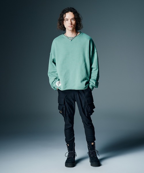 glamb(グラム)の「Ticket Tag Damage Sweat / チケットタグダメージスウェット(スウェット・メンズ・アイボリー/ブラック/グリーン・S/M/L)」の10枚目の写真