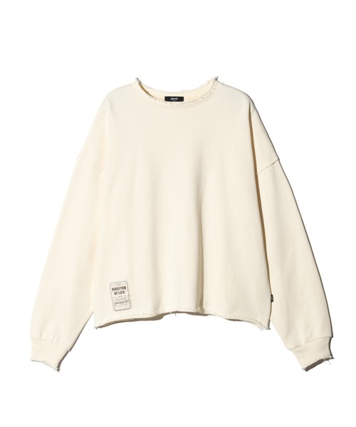 glamb(グラム)の「Ticket Tag Damage Sweat / チケットタグダメージスウェット(スウェット・メンズ・アイボリー/ブラック/グリーン・S/M/L)」の4枚目の写真