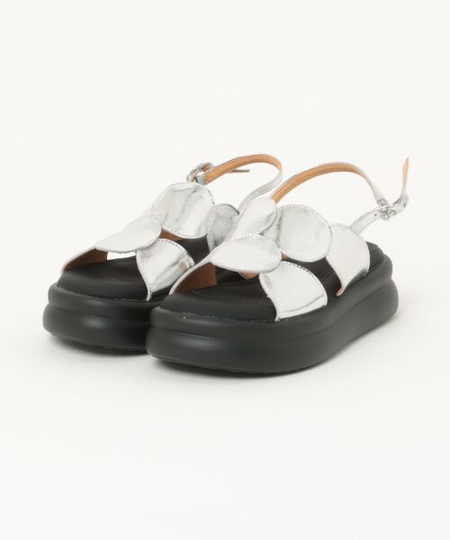 LAULEN(ローレン)の「leather circle motif back strap sandal /レザーサークルモチーフバックストラップサンダル(サンダル・レディース・ブラック/アイボリー/シルバー・23cm/24.5cm)」の3枚目の写真