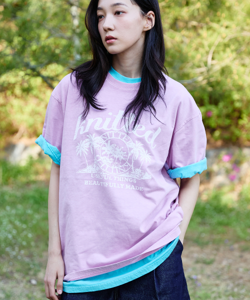 KNITTED(ニッティド)の「(ユニセックス) ピグメント パームツリー グラフィック Tシャツ ウォッシングピンク(Tシャツ/カットソー・レディース・その他・MEDIUM/LARGE/X-LARGE)」の9枚目の写真