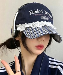GEMEDA（ジェメダ）の「レースデザインロゴキャップ／チェック切替Y2Kベースボールキャップ（キャップ）」