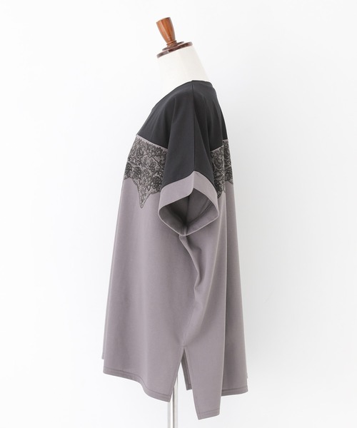n'OrLABEL(ノアールレーベル)の「【接触冷感】配色レースプリントカットソー(Tシャツ/カットソー・レディース・オフホワイト/チャコール・FREE)」の21枚目の写真