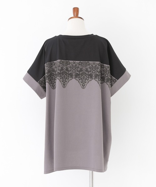 n'OrLABEL(ノアールレーベル)の「【接触冷感】配色レースプリントカットソー(Tシャツ/カットソー・レディース・オフホワイト/チャコール・FREE)」の22枚目の写真