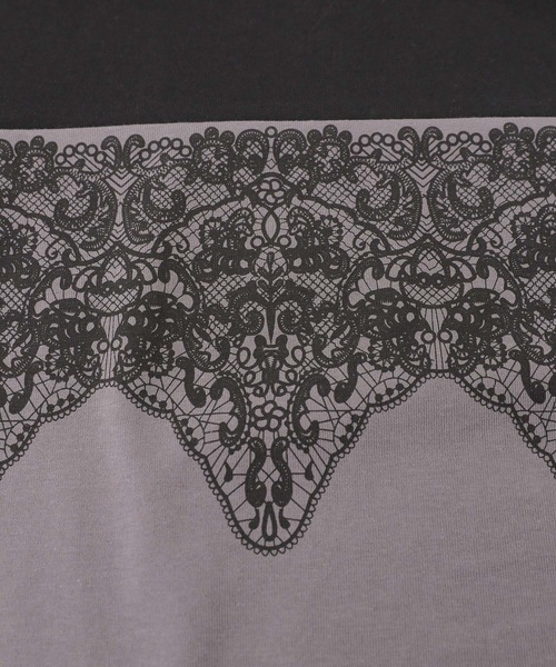 n'OrLABEL(ノアールレーベル)の「【接触冷感】配色レースプリントカットソー(Tシャツ/カットソー・レディース・オフホワイト/チャコール・FREE)」の9枚目の写真