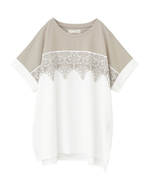 n'OrLABEL(ノアールレーベル)の「【接触冷感】配色レースプリントカットソー(Tシャツ/カットソー・レディース・オフホワイト/チャコール・FREE)」の16枚目の写真