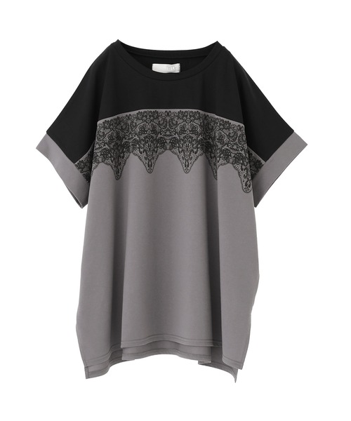 n'OrLABEL(ノアールレーベル)の「【接触冷感】配色レースプリントカットソー(Tシャツ/カットソー・レディース・オフホワイト/チャコール・FREE)」の10枚目の写真