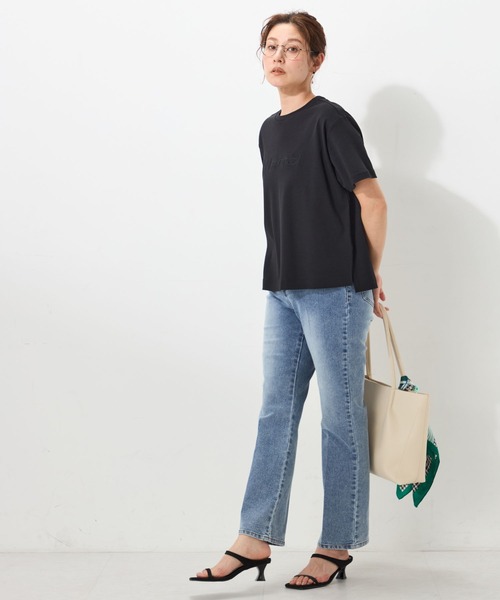 GALLORIA(ギャローリア)の「【汗ジミ軽減・接触冷感】レース刺繍ロゴT(Tシャツ/カットソー・レディース・ベージュ/ホワイト/ブラック・L/S/LL/M)」の5枚目の写真