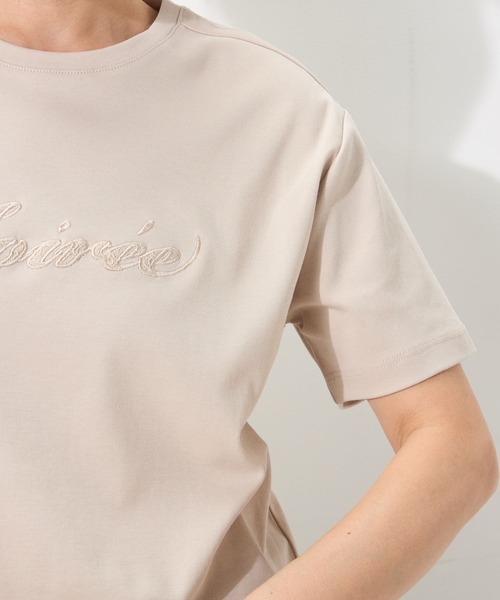 GALLORIA(ギャローリア)の「【汗ジミ軽減・接触冷感】レース刺繍ロゴT(Tシャツ/カットソー・レディース・ベージュ/ホワイト/ブラック・L/S/LL/M)」の10枚目の写真