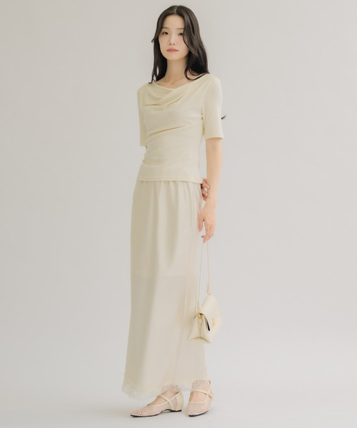 NEUNA（ヌナ）の「【トレンド×上品が叶う】レースサテンスカート（スカート・レディース・ブラック/アイボリー/ドット・FREE）」の19枚目の写真