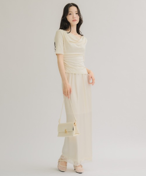 NEUNA（ヌナ）の「【トレンド×上品が叶う】レースサテンスカート（スカート・レディース・ブラック/アイボリー/ドット・FREE）」の18枚目の写真