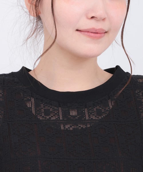 チチカカ(チチカカ)の「Orale! ブロックレースゆるTシャツ(Tシャツ/カットソー・レディース・ブラック/ホワイト・FREE)」の9枚目の写真