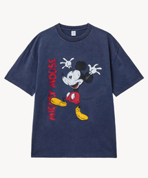 フェイドウォッシングチキ_ミッキー_ Tシャツ (ネイビー)