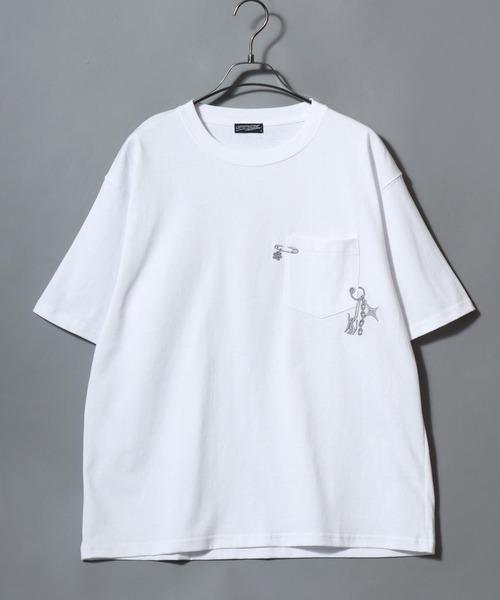 ANPAS（アンパス）の「Short-Sleeve Embroidered Chest Pocket Tee / 胸ポケット刺繍半袖Tシャツ 花 猫モチーフ メンズ レディース トップス（Tシャツ/カットソー・メンズ・ホワイト系1/ホワイト系2/ブラック系1/ブラック系2・M/L）」の13枚目の写真
