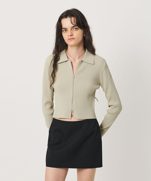 H BEAUTY&YOUTH UNITED ARROWS(エイチビューティーアンドユースユナイテッドアローズ)の「<H>レーヨンナイロン リブジップカーディガン(カーディガン/ボレロ・レディース・ブラック・FREE)」の4枚目の写真