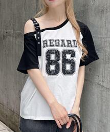 肩ベルト付ワンショルナンバリングTシャツ