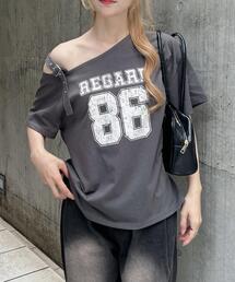 肩ベルト付ワンショルナンバリングTシャツ