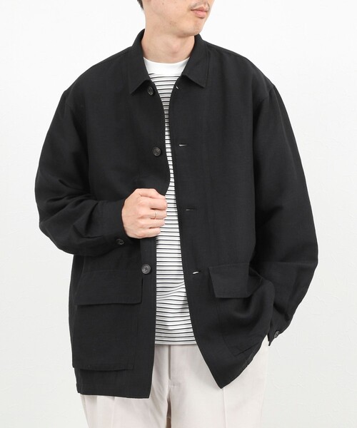NOLLEY’S(ノーリーズ)の「Li/R リネンレーヨン シャツブルゾン 26SS(ブルゾン・メンズ・オフホワイト/ブラック・L/M/S)」の2枚目の写真