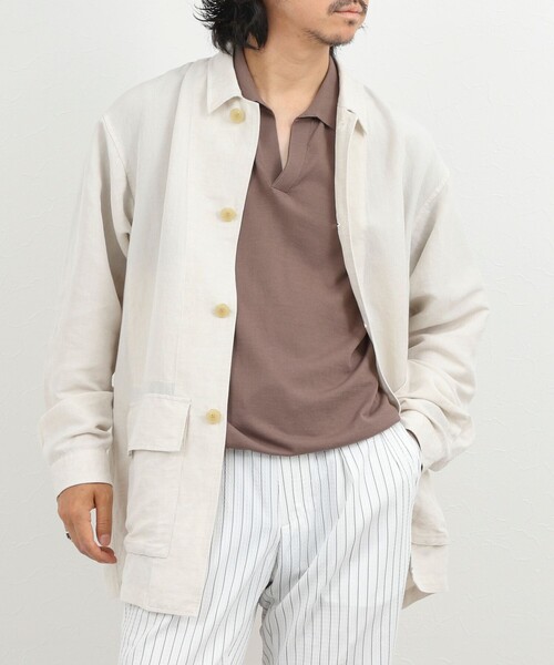NOLLEY’S(ノーリーズ)の「Li/R リネンレーヨン シャツブルゾン 26SS(ブルゾン・メンズ・オフホワイト/ブラック・L/M/S)」の3枚目の写真