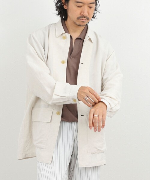 NOLLEY’S(ノーリーズ)の「Li/R リネンレーヨン シャツブルゾン 26SS(ブルゾン・メンズ・オフホワイト/ブラック・L/M/S)」の4枚目の写真