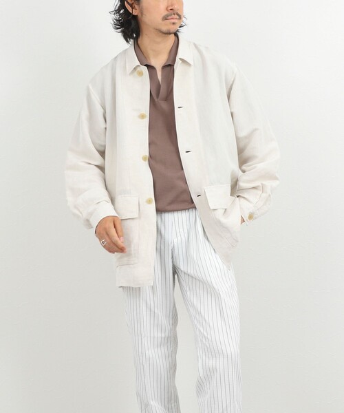 NOLLEY’S(ノーリーズ)の「Li/R リネンレーヨン シャツブルゾン 26SS(ブルゾン・メンズ・オフホワイト/ブラック・L/M/S)」の5枚目の写真