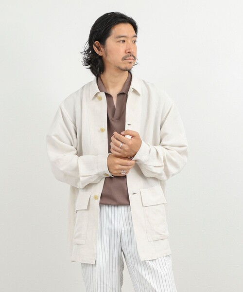 NOLLEY’S(ノーリーズ)の「Li/R リネンレーヨン シャツブルゾン 26SS(ブルゾン・メンズ・オフホワイト/ブラック・L/M/S)」の14枚目の写真