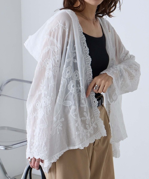 Флоуэр刺繍 футер‑кардиган/кардиган с вышивкой (cardigan)