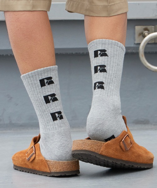 Russell Athletic(ラッセルアスレティック)の「RUSSELL ATHLETIC / ラッセルアスレティック Russell Three Logo Socks ブランドロゴ ソックス ジャガード 靴下 メンズ 2026年 夏 夏服(ソックス/靴下・メンズ・グレー/ホワイト/ブラック・FREE)」の3枚目の写真