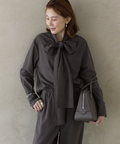 VERMEIL par iena(ヴェルメイユパーイエナ)の「Glen Check ボウブラウス(シャツ/ブラウス・レディース・その他4/その他1・FREE)」の2枚目の写真