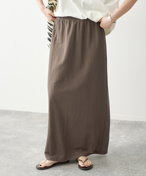 Spick & Span（スピックアンドスパン）の「《セットアップ可》スムースフィールイージースカート（スカート・レディース・ブラウン/ブラック・38/36）」の2枚目の写真