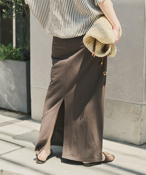 Spick & Span（スピックアンドスパン）の「《セットアップ可》スムースフィールイージースカート（スカート・レディース・ブラウン/ブラック・38/36）」の5枚目の写真