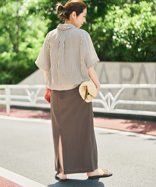 Spick & Span（スピックアンドスパン）の「《セットアップ可》スムースフィールイージースカート（スカート・レディース・ブラウン/ブラック・38/36）」の7枚目の写真