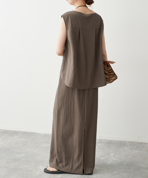 Spick & Span（スピックアンドスパン）の「《セットアップ可》スムースフィールイージースカート（スカート・レディース・ブラウン/ブラック・38/36）」の9枚目の写真