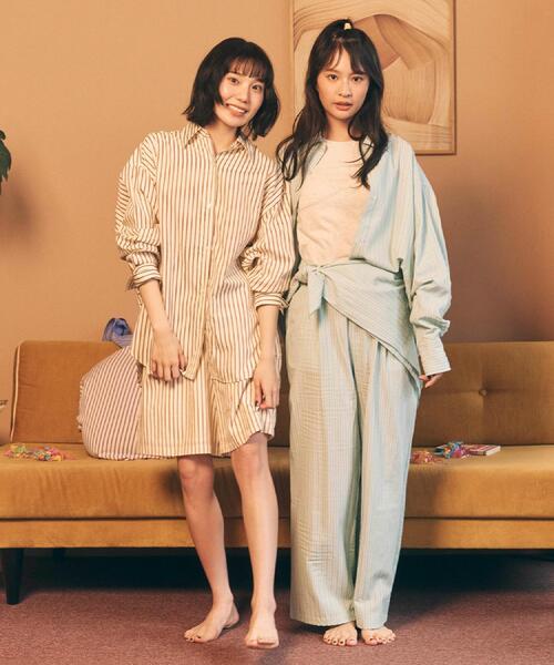 ALL NEW MART（オールニューマート）の「ストライプハーフパンツ（その他パンツ・レディース・グリーン系/ブルー/キャメル/ベビーピンク・00）」の5枚目の写真