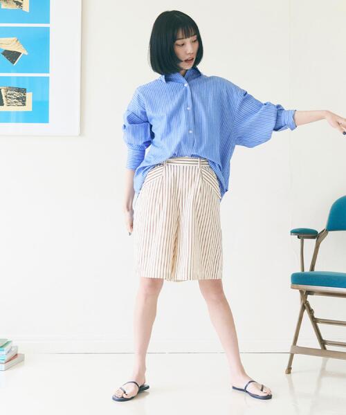 ALL NEW MART（オールニューマート）の「ストライプハーフパンツ（その他パンツ・レディース・グリーン系/ブルー/キャメル/ベビーピンク・00）」の8枚目の写真