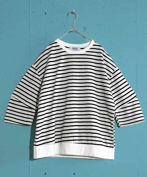MAISON SELECT(メゾンセレクト)の「6C75 七分袖 コクーンスリーブ ボーダーカットソー(Tシャツ/カットソー・レディース・ブラック/ホワイト/グリーン・FREE)」の15枚目の写真