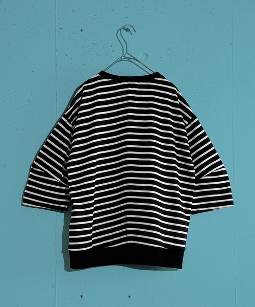 MAISON SELECT(メゾンセレクト)の「6C75 七分袖 コクーンスリーブ ボーダーカットソー(Tシャツ/カットソー・レディース・ブラック/ホワイト/グリーン・FREE)」の8枚目の写真