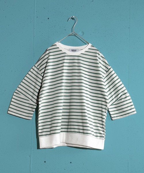 MAISON SELECT(メゾンセレクト)の「6C75 七分袖 コクーンスリーブ ボーダーカットソー(Tシャツ/カットソー・レディース・ブラック/ホワイト/グリーン・FREE)」の9枚目の写真