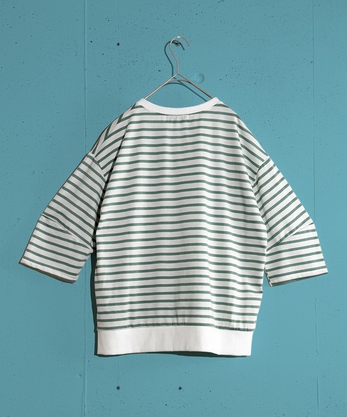 MAISON SELECT(メゾンセレクト)の「6C75 七分袖 コクーンスリーブ ボーダーカットソー(Tシャツ/カットソー・レディース・ブラック/ホワイト/グリーン・FREE)」の10枚目の写真