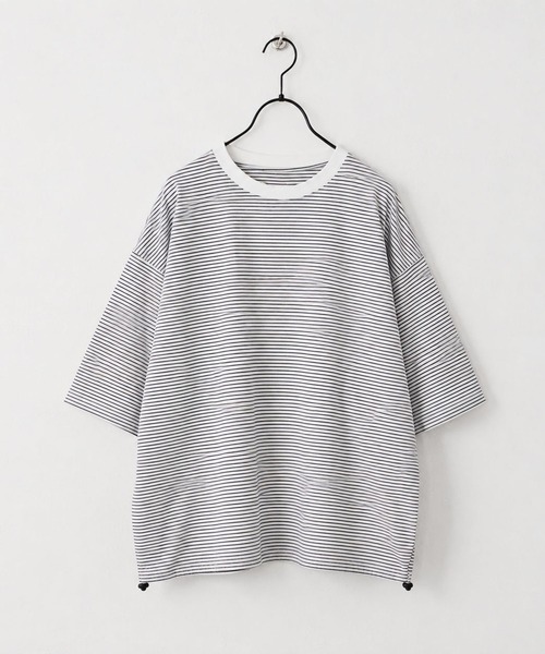CALIFORNIA OUTFITTERS(カリフォルニア アウトフィッターズ)の「6C55 ボーダーワイド ドロスト Tシャツ(Tシャツ/カットソー・メンズ・グレー/ホワイト/ブラック/アイボリー・FREE)」の2枚目の写真
