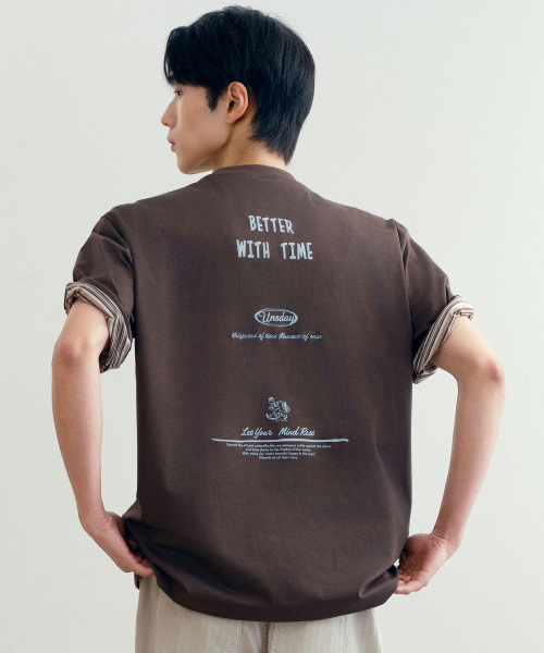 MINDBRIDGE（マインドブリッジ）の「[UNS]エアクール_グラフィックセミオーバーフィット半袖Tシャツ - 2カラー（Tシャツ/カットソー・メンズ・ホワイト/ブラウン・100/105/110/95）」の9枚目の写真